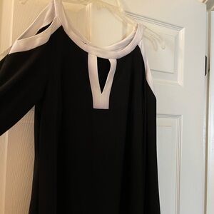 Black dress with white trim